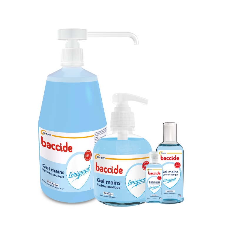 Ensemble des conditionnements de gel hydroalcoolique BACCIDE l'original Ensemble des conditionnements de gel hydroalcoolique BACCIDE l'original