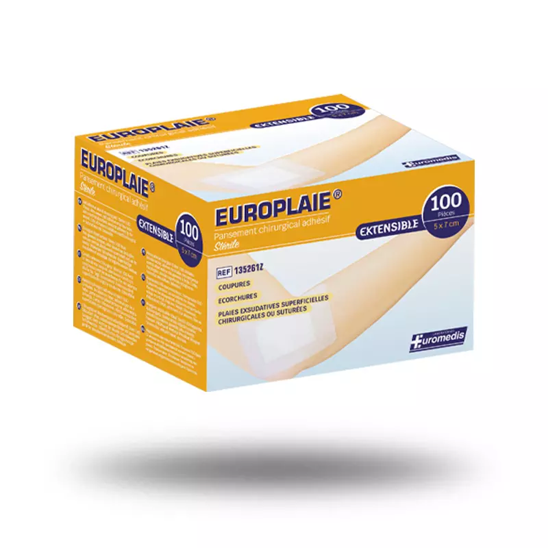Boite de pansement non-tissé stérile EUROPLAIE LPPR de 5 x 7 cm
