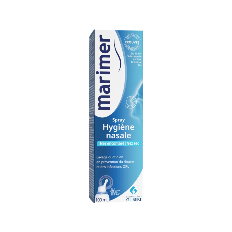Boite de spray pour hygiène nasale MARIMER nez encombré
