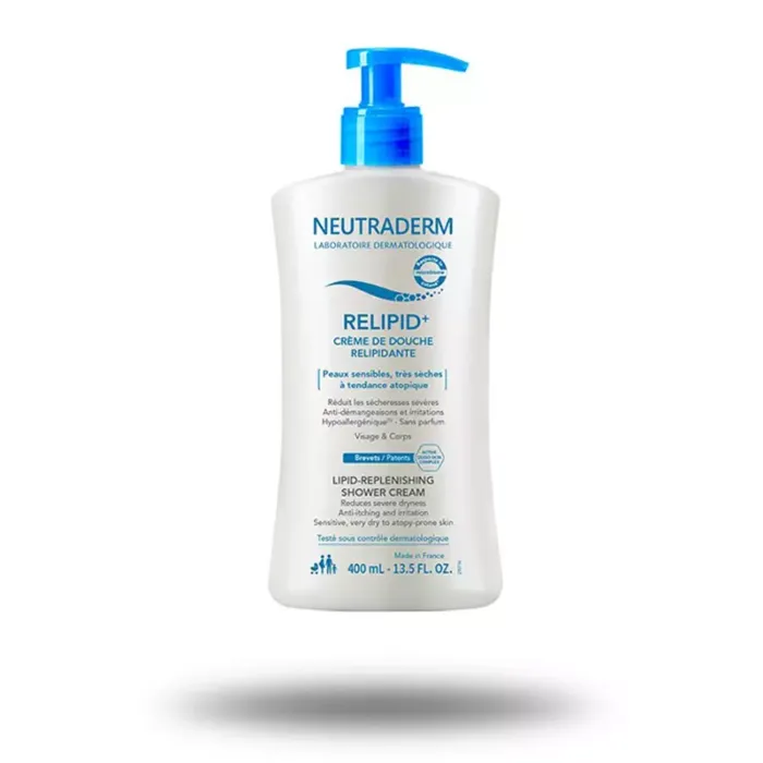 Flacon de 400 mL de crème douche relipidante NEUTRADERM
