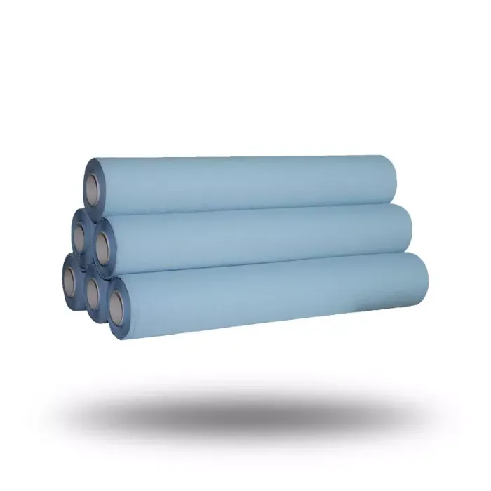 6 rouleaux draps d'examen en ouate plastifiée bleue gaufré collé
