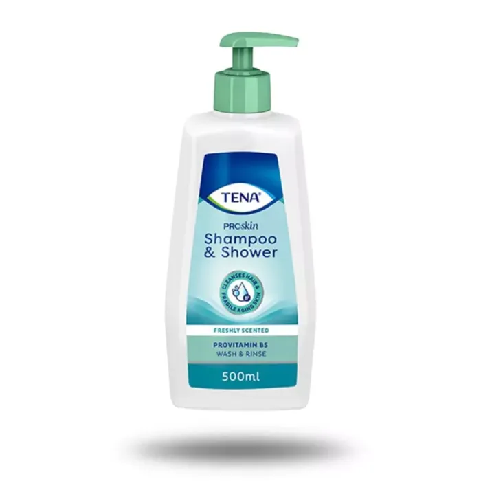 Flacon de 500 ml de shampoing et gel douche TENA ProSkin
