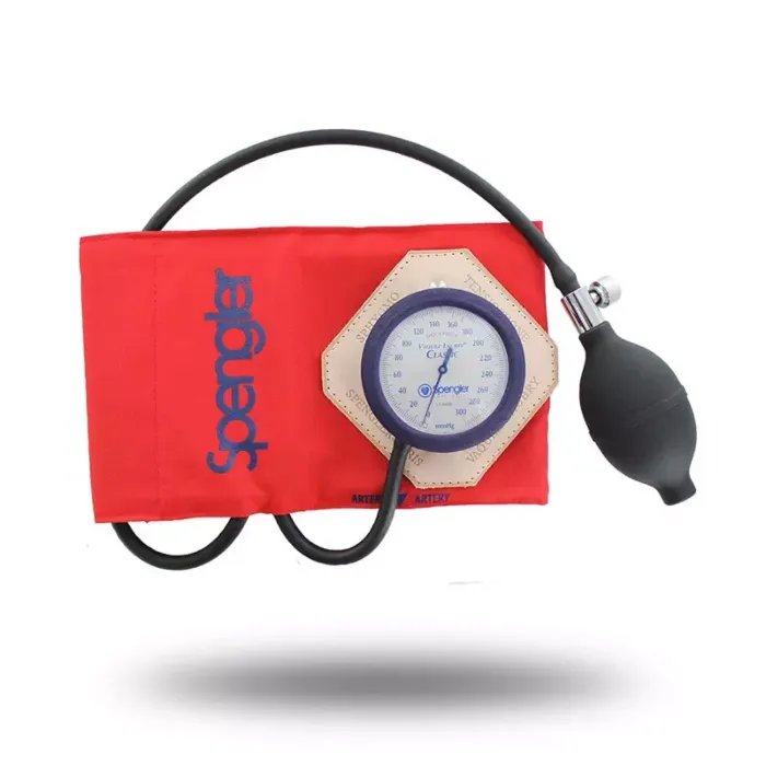 Tensiomètre adulte taille M SPENGLER VAQUEZ-LAUBRY CLASSIC avec brassard velcro en coton rouge