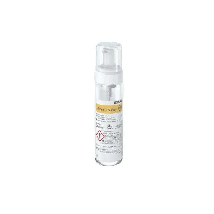 Un flacon de 220 ml de Skinsan 2 % Foam : mousse antimicrobienne décolonisation et hygiène des mains