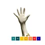 Un gant de chirurgie et l'ensemble des conditionnements disponibles de gants chirurgie latex EUROMEDIS Polymer coated bord roulé stériles 300 mm