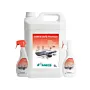 Un bidon de 5 litres fermé, un spray capuchon rouge de 750 ml et un spray capuchon blanc de 750 ml de SURFA'SAFE PREMIUM : mousse détergente désinfectante pour surfaces et dispositifs médicaux