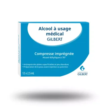 Boîte de compresses d'alcool modifié laboratoires Gilbert