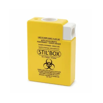 Un collecteur STIL'BOX Pocket Stil Eco : collecteur DASRI de poche 0,17 L pour 200 aiguilles