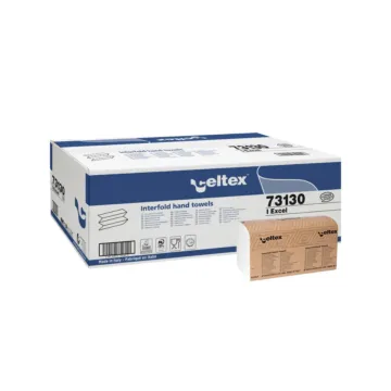 Un carton d'essuie-mains enchevêtré en M et son étui Celtex I Excel : essuie-mains pliés en M, 3 plis professionnel