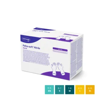 Ensemble des tailles disponibles de Peha-Soft® nitrile stérile : gants d'examen nitrile stériles non poudrés