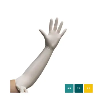 Ensemble des tailles disponible du gant EUROTEX OBSTETRIE EUROMEDIS : gants chirurgicaux stériles latex 480 mm