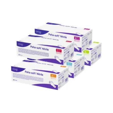 Ensemble des gammes disponibles de Peha-soft Nitrile HARTMANN : gant d'examen nitrile bleu non poudré