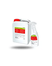 Un bidon de 5 litres et un spray de 750 millilitres de détergent désinfectant prêt à l'emploi sporicide Incidin Oxyfoal S.