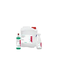 Un spray de 250 ml, un spray de 750 ml et un bidon de 5 litres de MELISEPTOL ACUTE : désinfectant rapide à base d'alcool pour surfaces médicales.