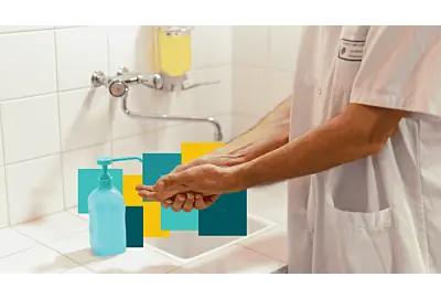Personne qui ce rince les mains avec du gel hydroalccolique