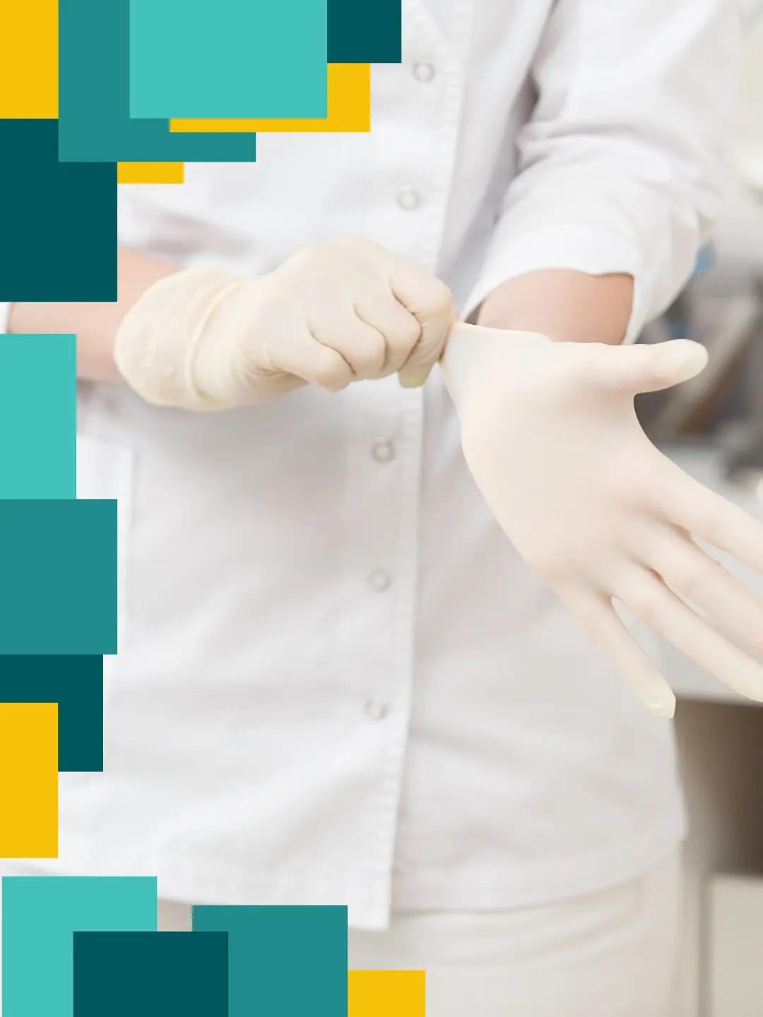 Un médecin enfile des gants latex en toute confiance